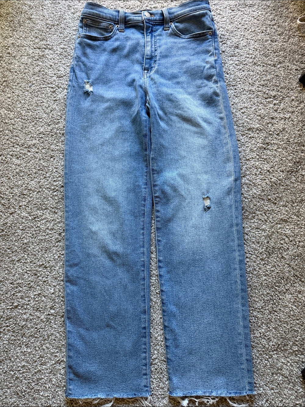 J. Crew Light Blue Straight-Leg Jeans Distressed Size 27
